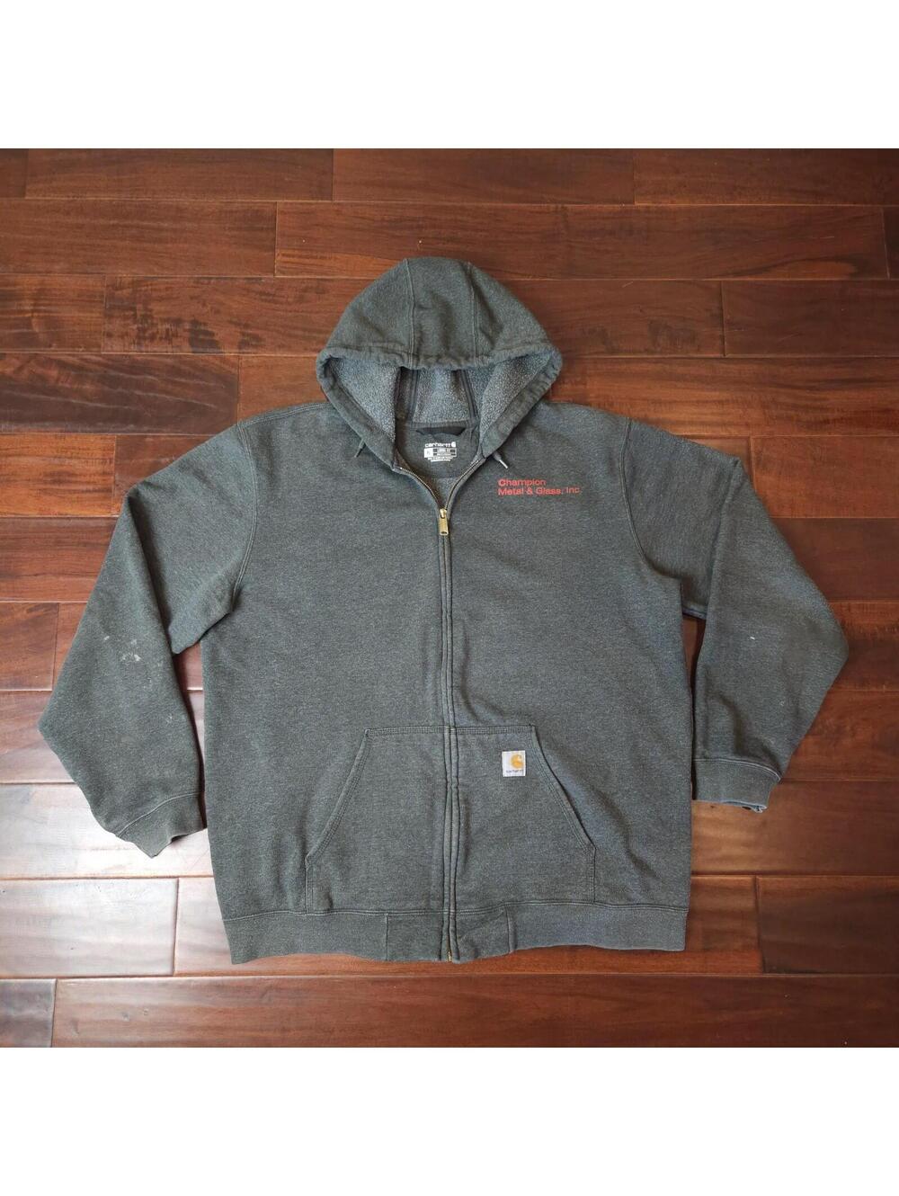 Carhartt Grey Loose Fit Workwear Full Zip Hoodie Medium Weight